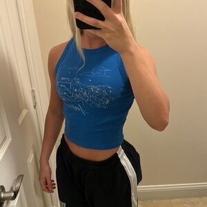 Hollister Blue Fitted Crop Tank Top